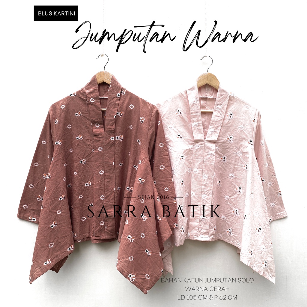 [PREMIUM] Blus Kartini Jumputan Warna Batik BROWN SERIES Tiedye Warna Katun Atasan Kerja Casual Modern Solo Muslim Tie Dye