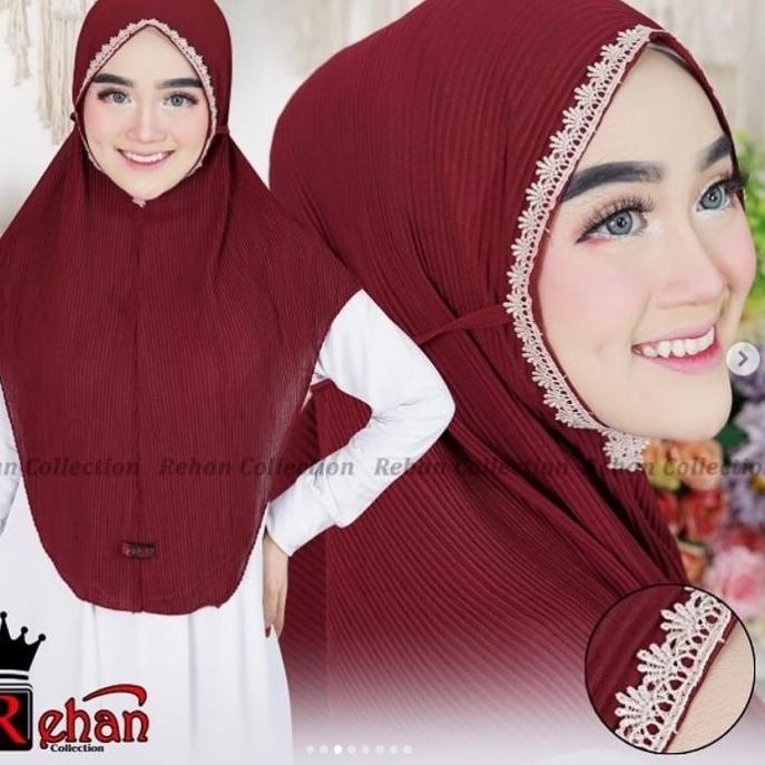 IR.01Jl22ˢ– Bergo Plisket Lidi Renda Premium - Jilbab Instan - Kerudung Hijab Diamond