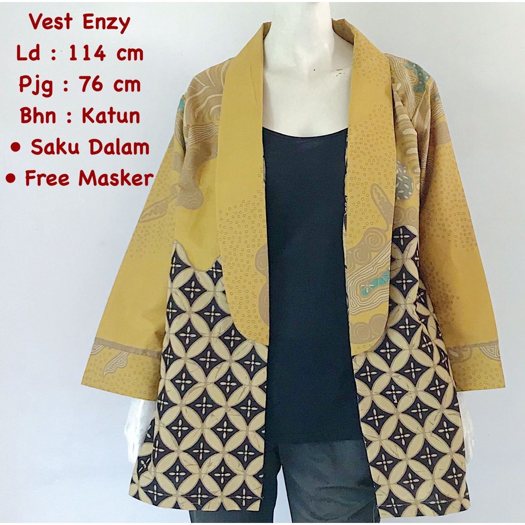 Vest enzy #2 batik solo atasan kerja outer wanita bolero batik