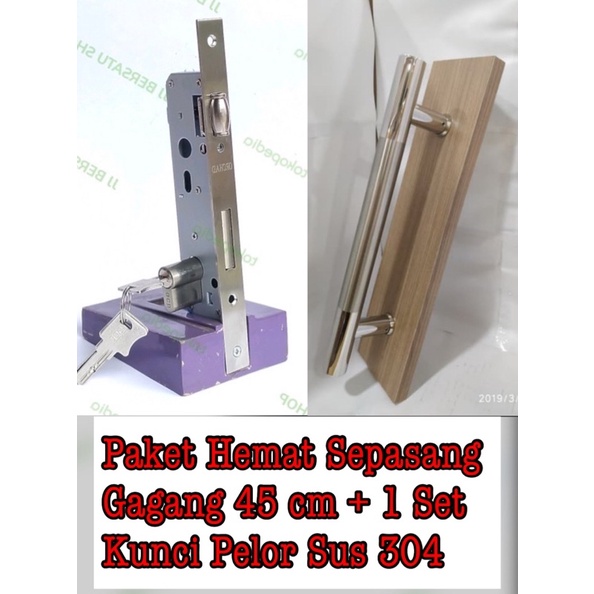 Promo murah kunci pintu lngkp 2 pcs pH ss UK 45 cm + 1 set kunci pelor kunci pintu lngkp komplit