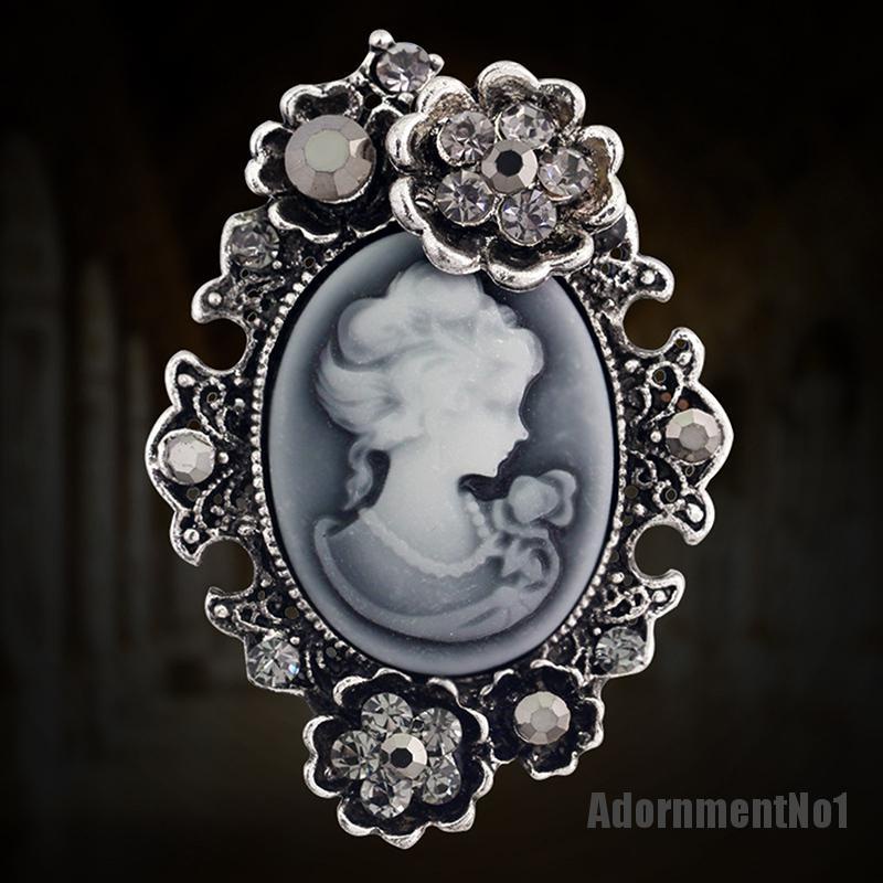 (Adornmentno1) 1pc Bros / Pin Gaya Victoria Motif Cameo Aksen Kristal Untuk Aksesoris Wanita / Pesta Pernikahan