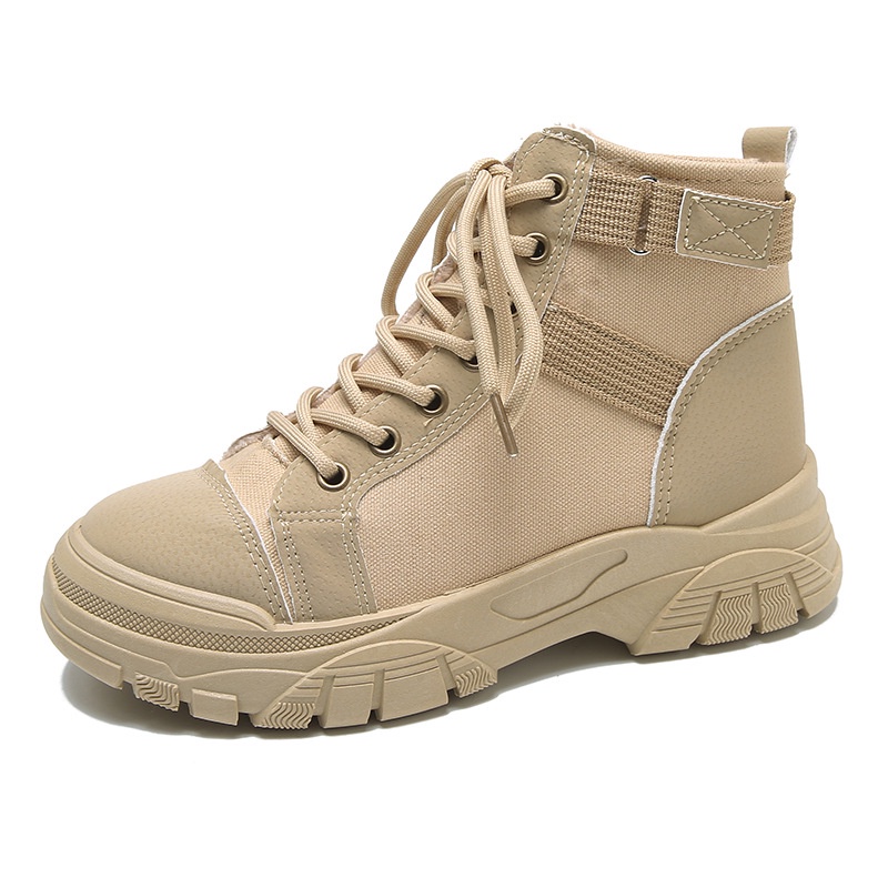 COD POS 201 Sepatu Sneakers Boot Heel Wanita Import Korea Sytle-Khaki