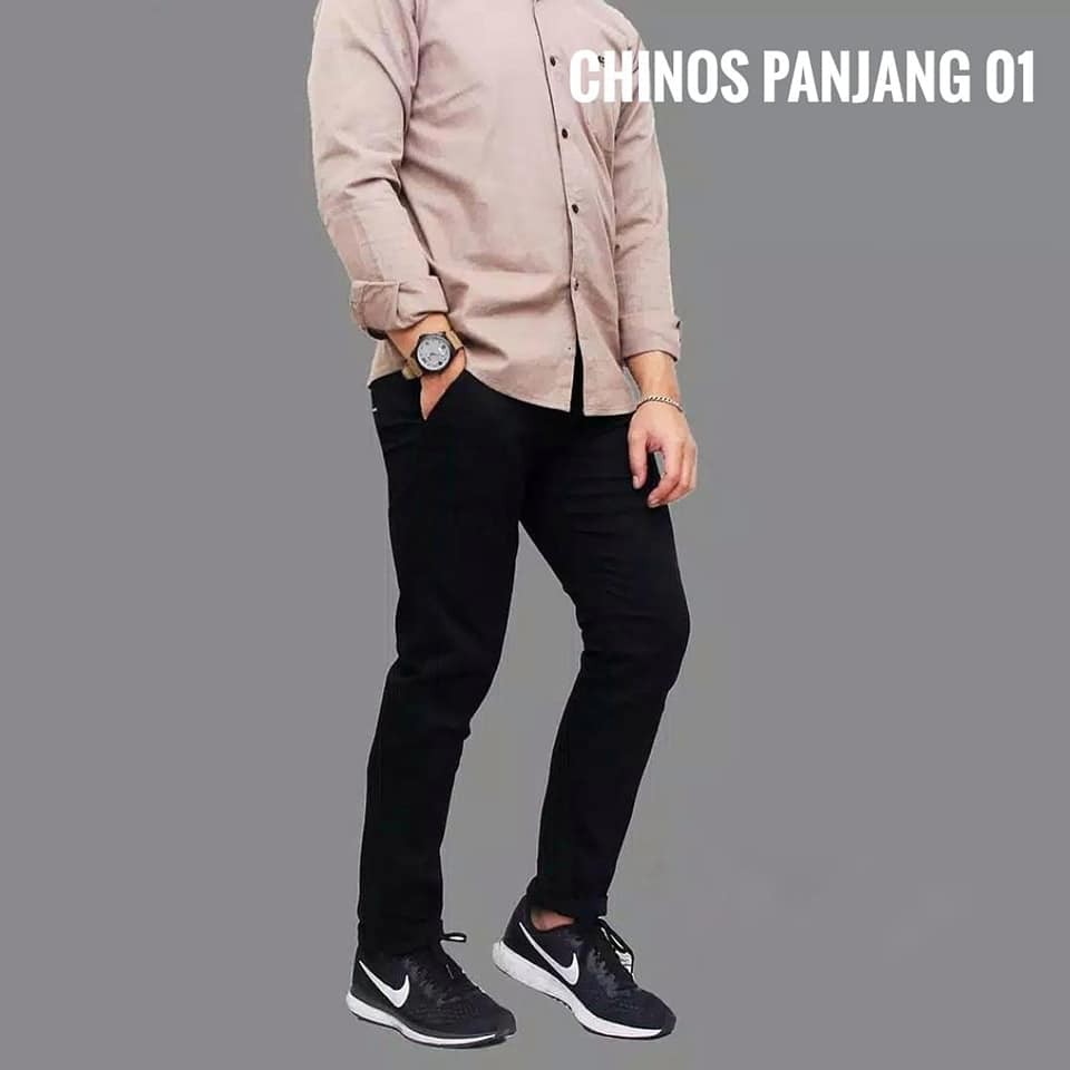 celana panjang reguler chino/cino/chinos pria cowok standar - hitam/ cream/ abu/ moca,,,