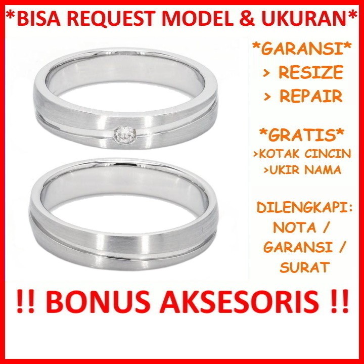 Gratis Ukir Nama Bisa Pesan Model Garansi Silver Asli Cincin Kawin Couple Perak Nikah Tunangan ID492