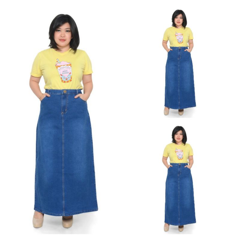 Rok Panjang Jeans Skirt Jumbo // Rok Span Jeans Murah