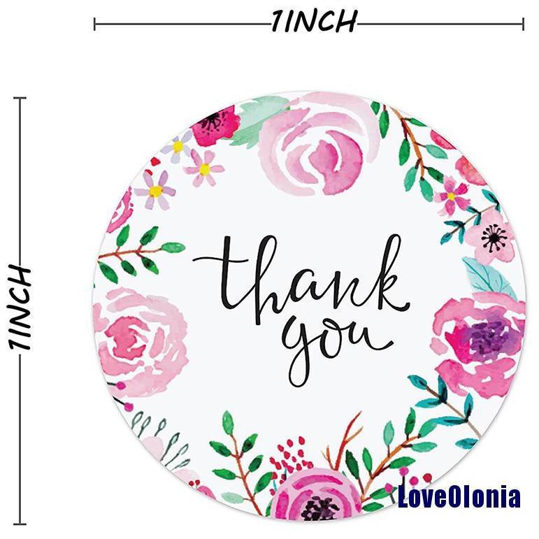 

{SP BBC 16F1Ao} 500pcs/roll Stiker Label Motif Bunga Tulisan Thank You ♡