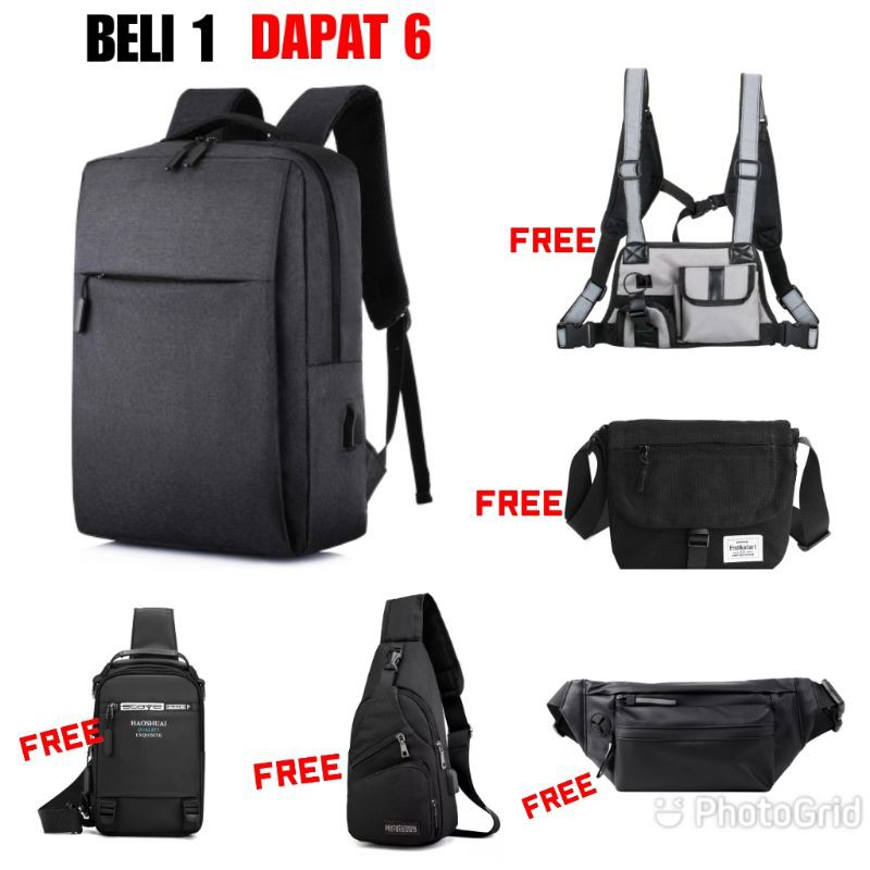 JS_BELI 1 DAPAT 6 - Tas Pria ZB RDN 069 Distro Raindoz Bandung Ransel Punggung Backpack Cowok Keren