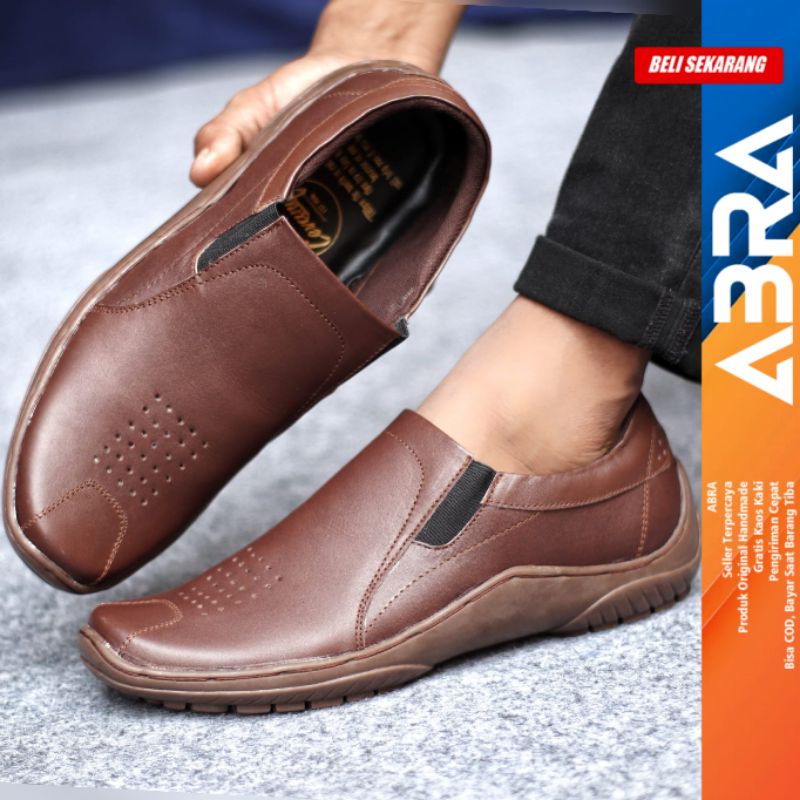 Sepatu Formal Pria Casual Kulit Asli Pantofel Kerja Hitam ABRA BADIL