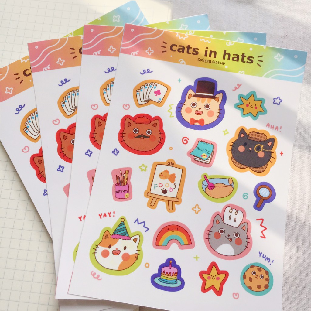 

cats in hats sticker sheet