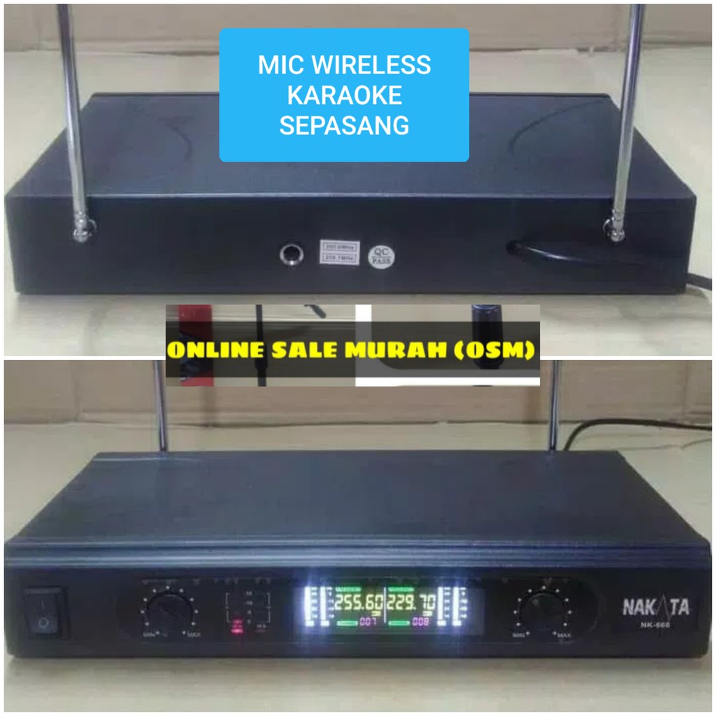 Nakata original mic karaoke sepasang mikrophone Wireless double microphone wireles pro suara audio sound sistem vokal vocal mik professional panggung dj studio dobel asli ERH  Sepasang jarak mic bisa pakai sampe 20-40 meter.  BISA DIPAKAI KE SEGALA ALAT A