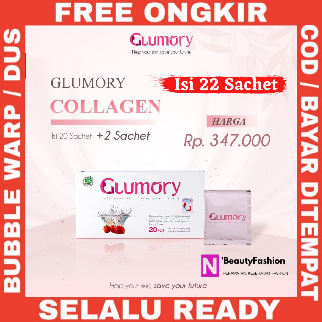 GLUMORY BEAUTY DRINK ORIGINAL SUPLEMENT KECANTIKAN COLLAGEN, MINUMAN COLAGEN PEMUTIH WAJA