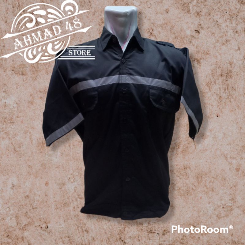 ATASAN BAJU WEARPACK/SAFETY/TAMBANG/PROYEK LENGAN PENDEK HITAM