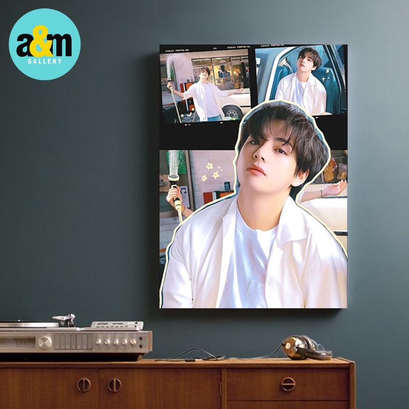 Poster Kayu V BTS Kim Taehyung Hiasan Dinding Kamar K-POP I Pajangan Dinding Kamar K-POP Wall Decor Kamar - A&amp;M