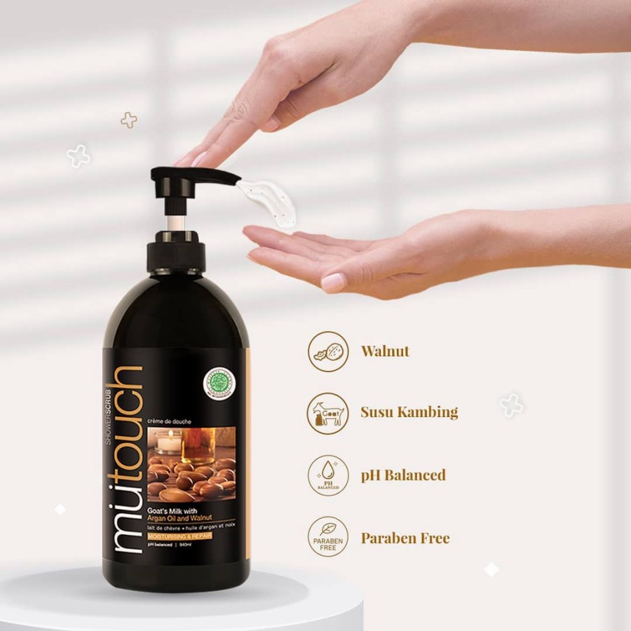 ★ BB ★ MuTouch Goat's Milk Shower Scrub Argan Oil and Walnut 940ml - Mu Touch