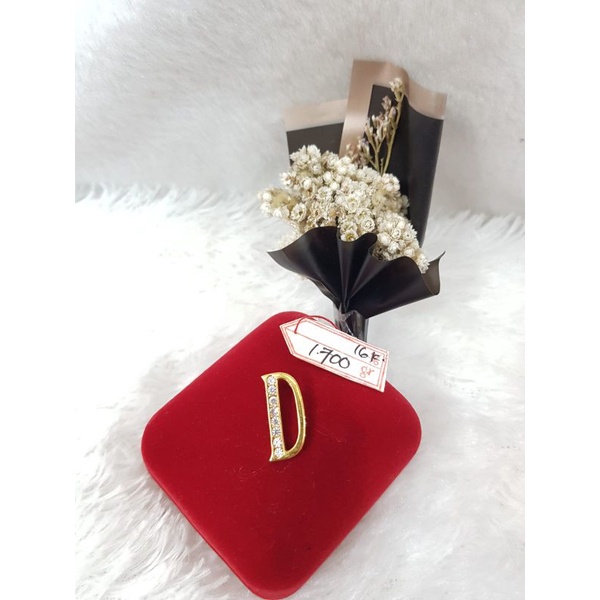 LT1817E231E liontin gold huruf D permata inisial nama emas kuning asli berat 1.700 kadar 70% 16k