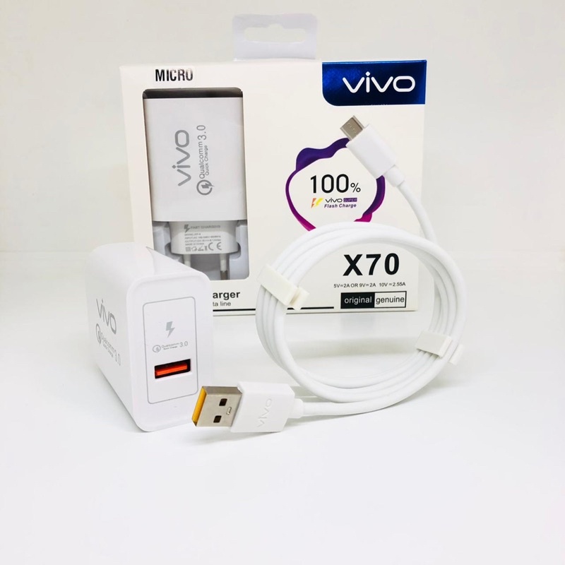 CHARGER VIVO X70 SUPER FLASH CHARGER MICRO USB &amp; TYPE C ORIGINAL