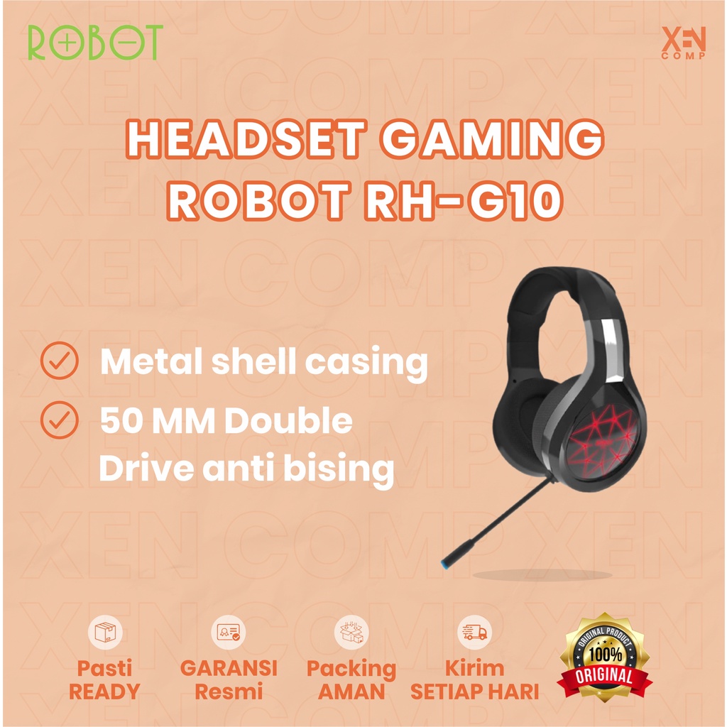 ROBOT RH-G10 Gaming Wired Headphone 7 Colour LED Light - Garansi Resmi 1 TAHUN