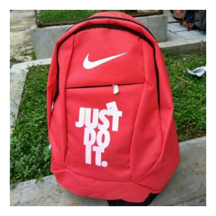 Backpac Tas Laptop Ransel Tas sekolah Kuliah tas ransel nike just do it hitam Merah terbaru free rain cover grosir