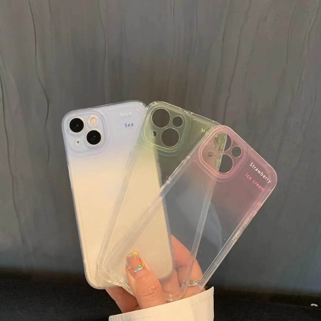 Case Transparan Warna Gradasi Untuk iphone 12 13 11 Pro Max X Xs Max Xr