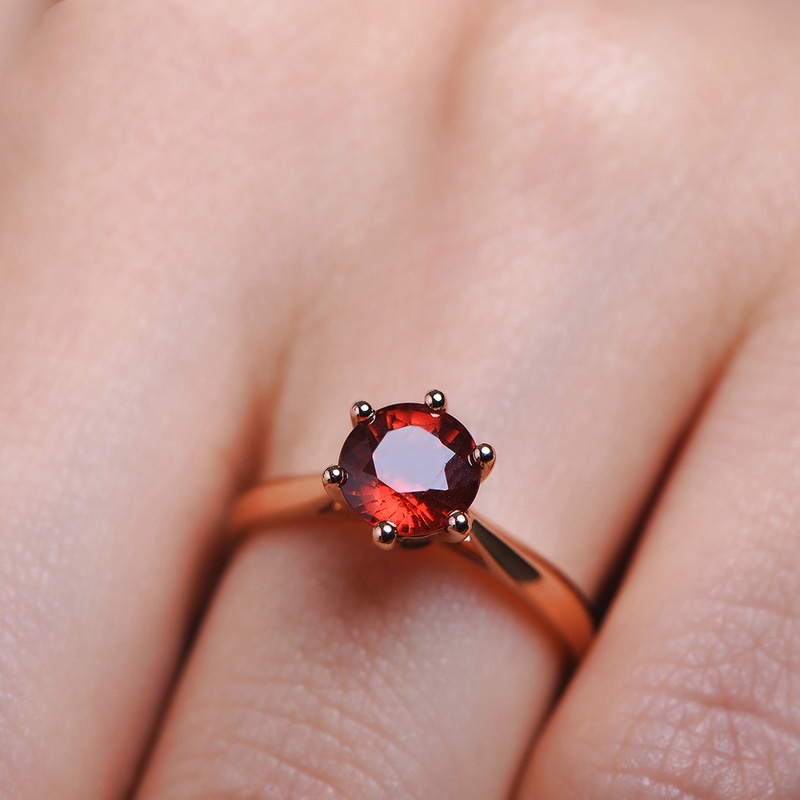 perak asli 925 cincin Wanita Perhiasan Fashion Batu Permata Merah