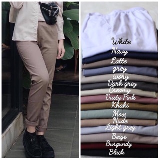 Ready Baggy Pants Nude Latte Ivory Creamy Beige Shopee Indonesia