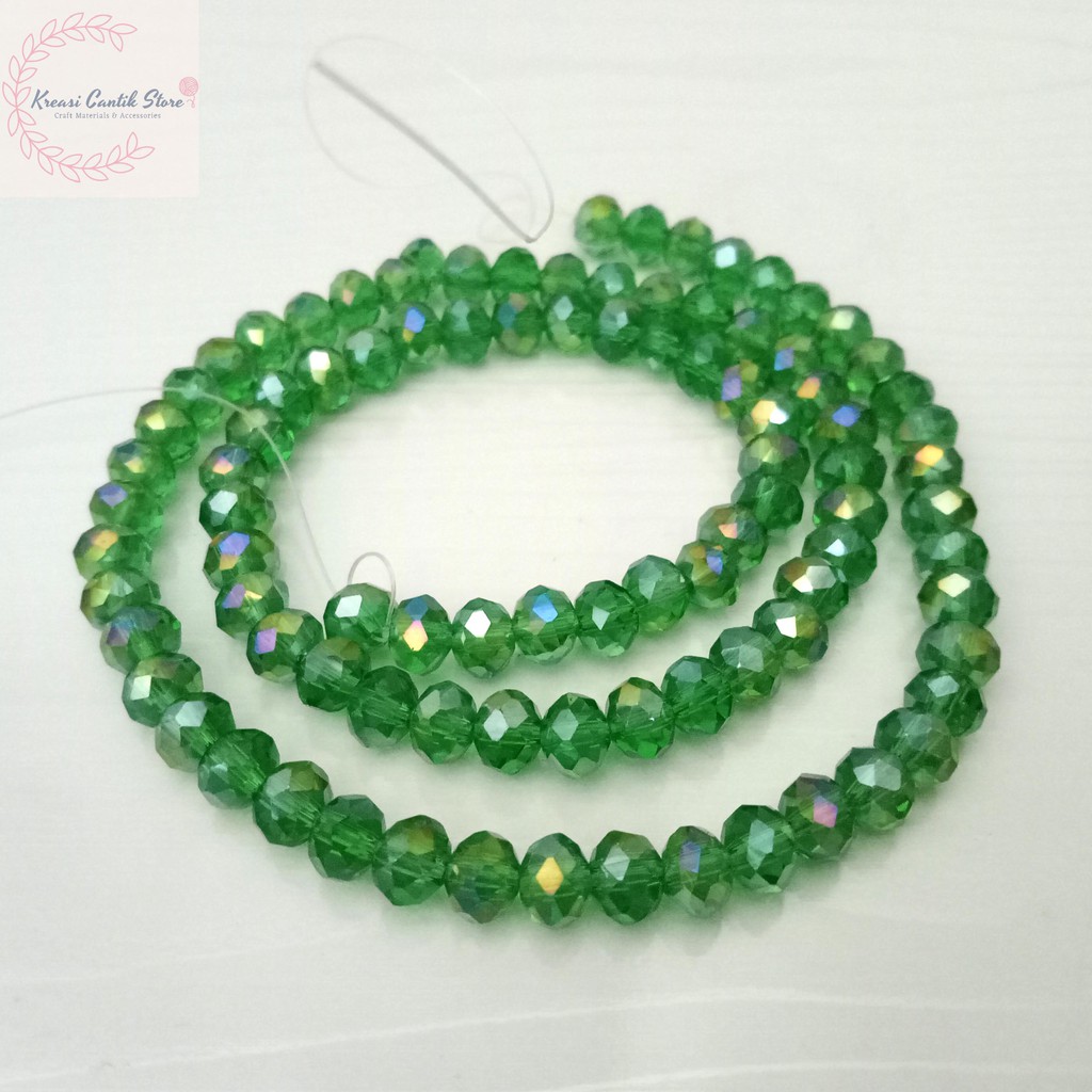 Manik-Manik / Crystal Ceko Metalik / Manik Ceko Bakpao 6mm Warna - Hijau Botol
