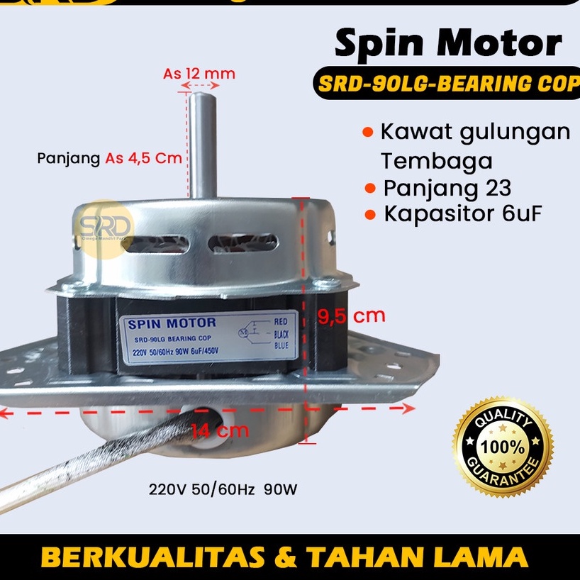 DINAMO TEMBAGA PENGERING MESIN CUCI BEARING AS 12 mm MERK LG -SRD-90LG