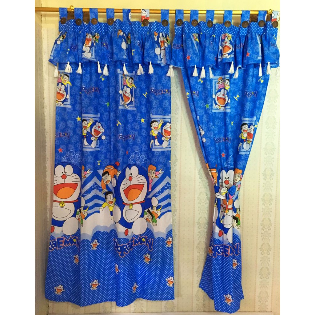 Gorden Minimalis Doraemon Smile Biru Muda Shopee Indonesia