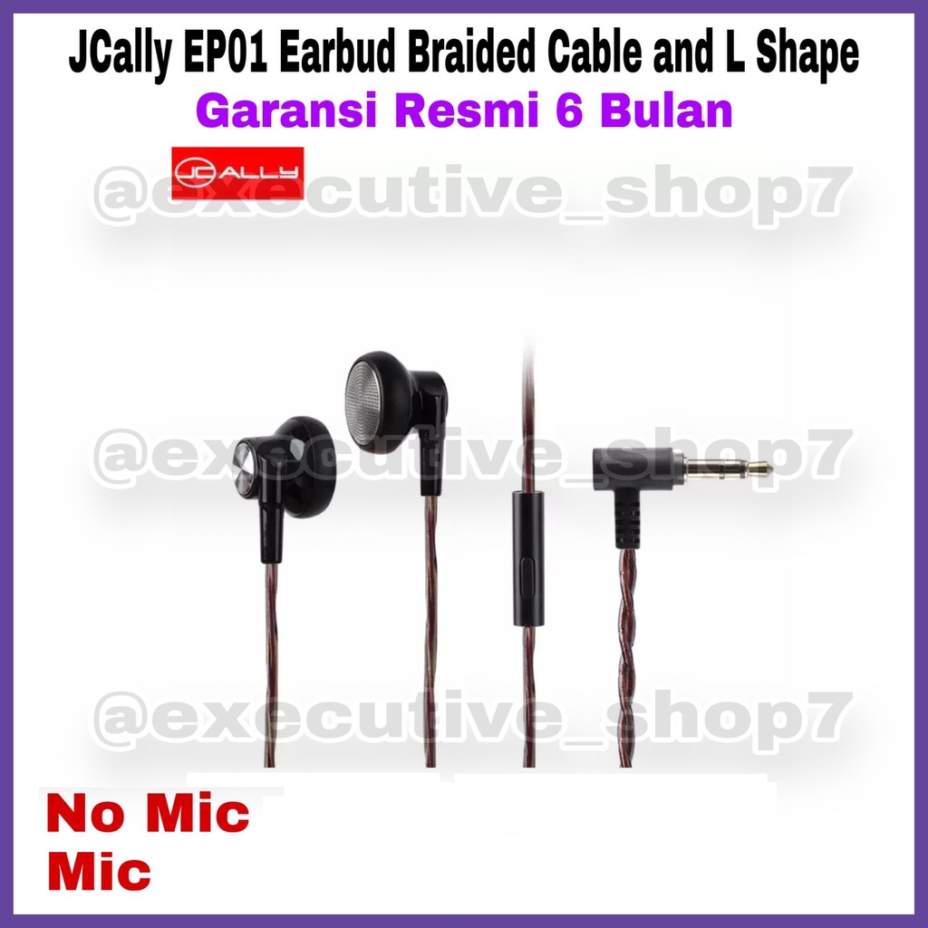 Jcally EP01 Earbud Braided Cable and L Shape - Garansi Resmi 6 Bulan