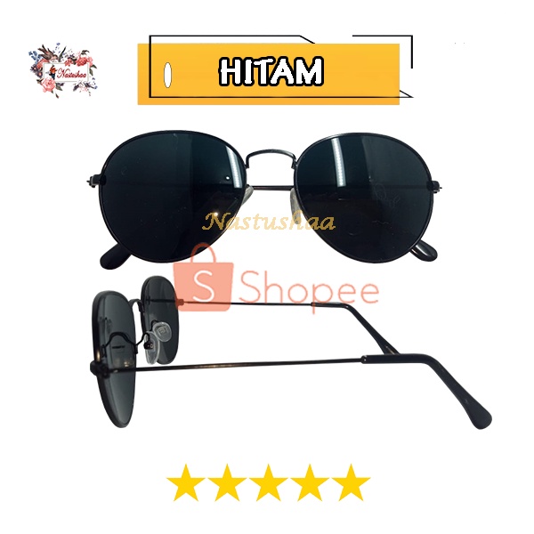 Kacamata Hitam Fashion Pria Wanita Terbaru / Kacamata Anti Sinar Matahari Gaya Termurah Frame Oval Bahan Metal Unisex FREECASE