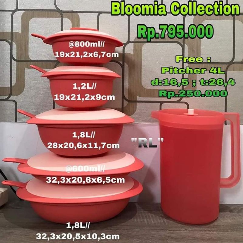 Bloomia Collection/Blossom Collection/Bloomia set (tanpa free)/Bloomia Tupperware