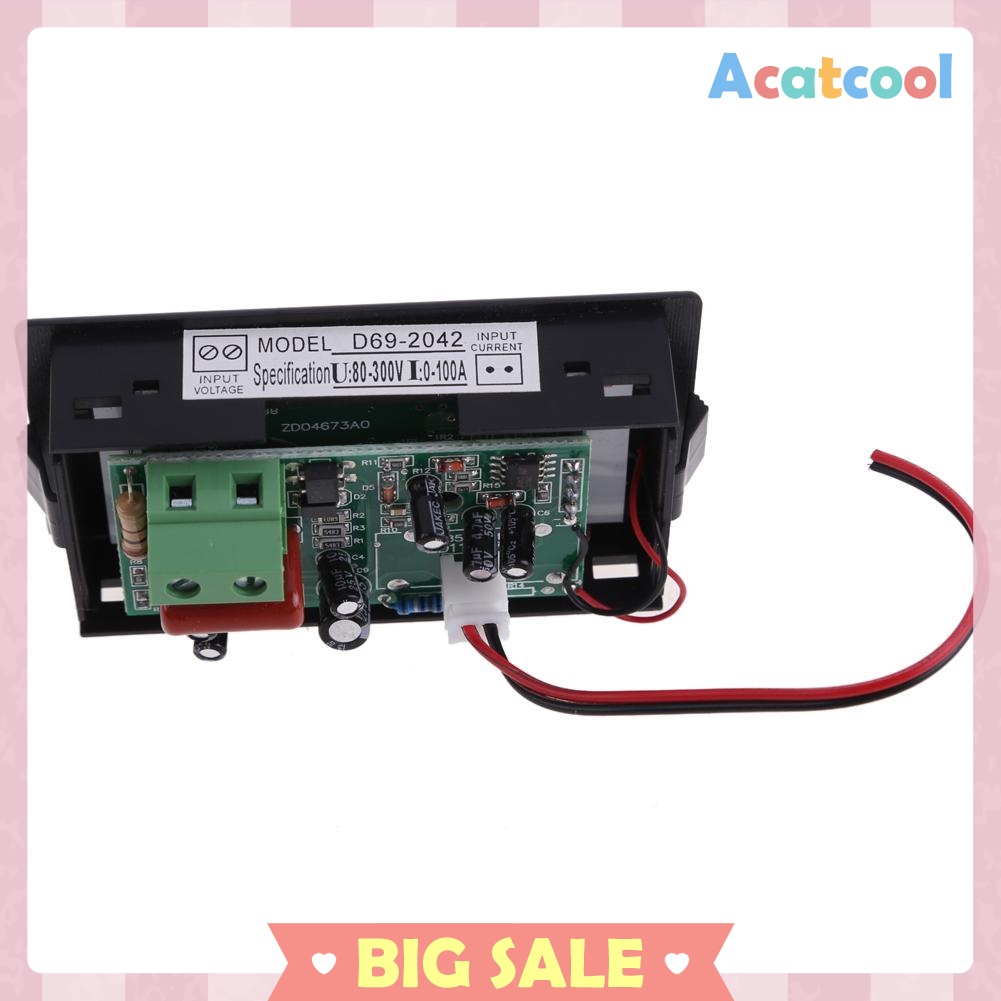 Digital AC 300V 100A LCD Dual Panel Volt Amp Combo Meter +CT 110V 220V 240V