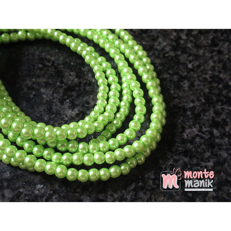 

1 Untai Mutiara Sintetis 4 mm Hijau Segar KK15 Montemanik Craft