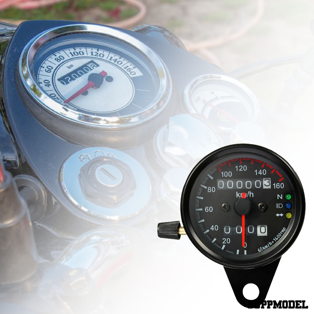 SPM Speedometer Rounded 12V Dual Speed Meter Motorcycle Speedometer Odometer for 12V Motorcycle