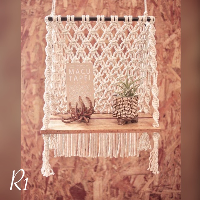 Rak dinding macrame gantung rak tanaman minimalis