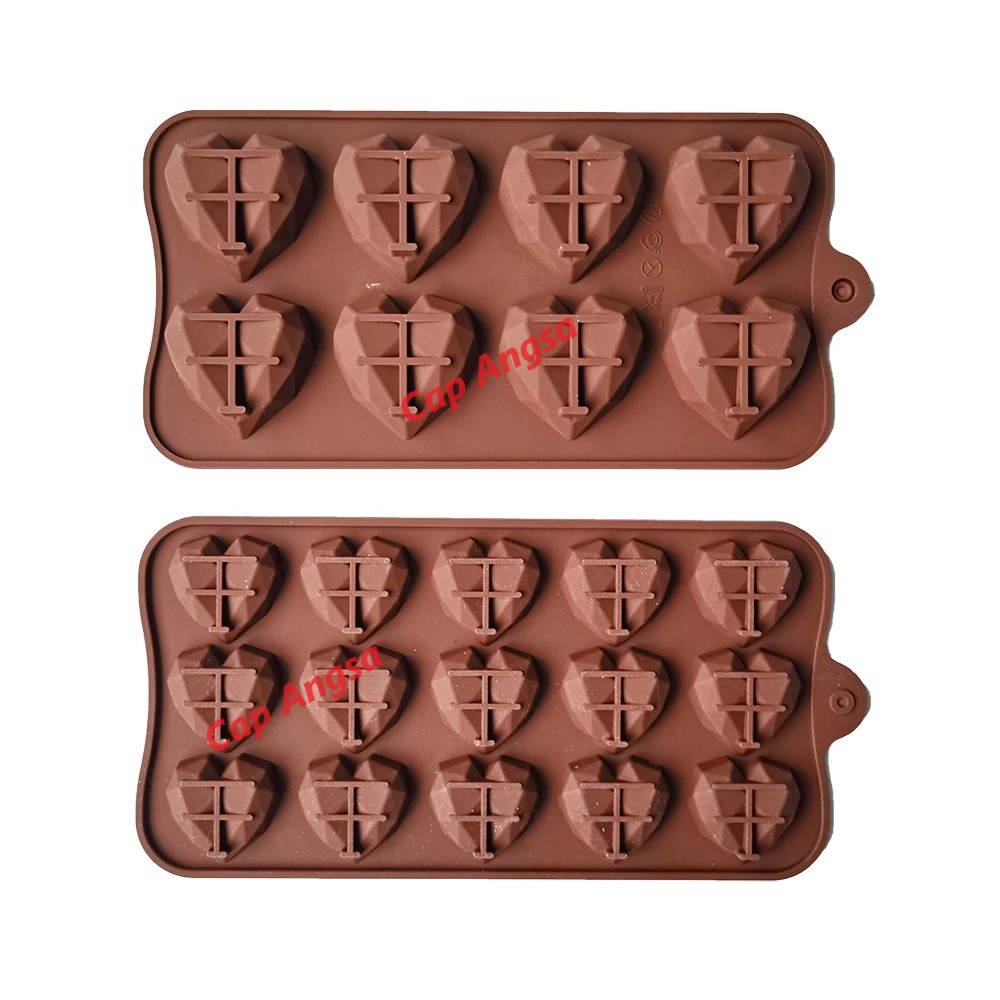 3D SILICON MOULD HEART CETAKAN SILIKON HATI LOVE LOYANG TART COKLAT FONDANT SILICONE MOLD PINATA MOUSSE CAKE 15 CAVITY