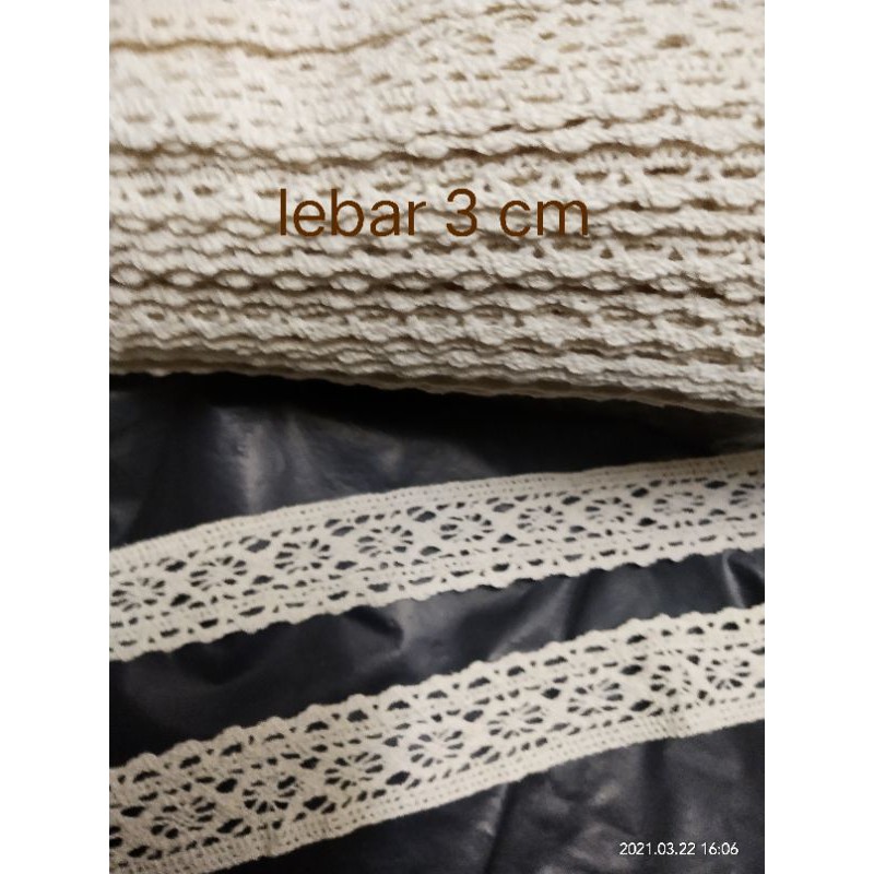 Renda rajut kait cream renda bordir renda kecil