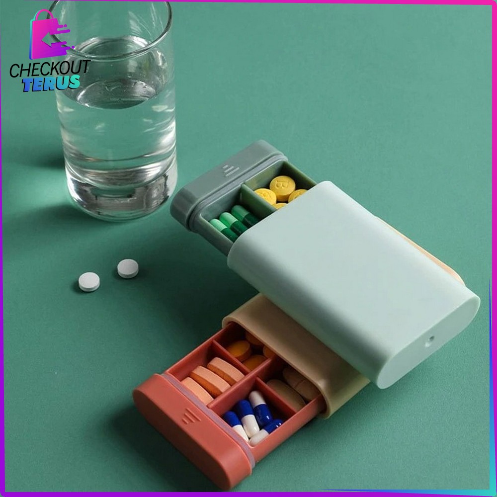 CT C109 Kotak Tempat Penyimpanan Obat Pil 6 Sekat Untuk Travel Medicine Storage Box Portable Kotak Serbaguna