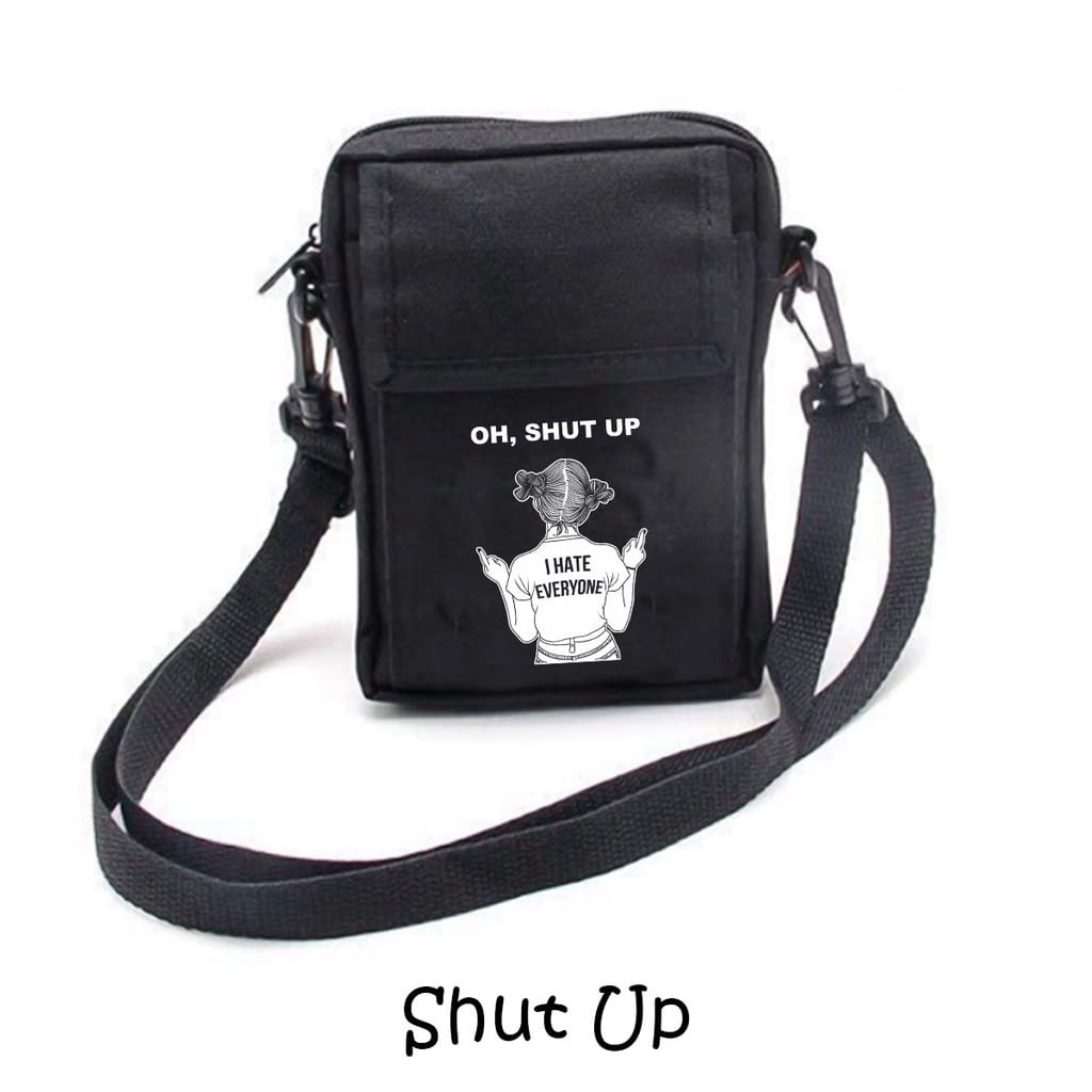 SANSURBAGS Tas Selempang Mini Shut Up - Selempang Bahu Pria Wanita Bayar Ditempat (COD)