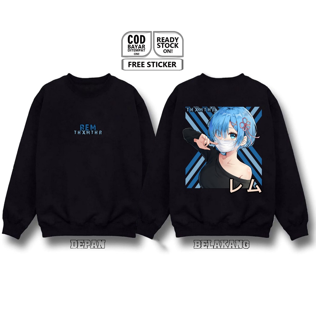 SWEATER REM RE ZERO WAIFU ANIME MANGA NATSUKI SUBARU EMILIA SATELLA ECHIDNA BAJU JEPANG COSPLAY JAPAN CULTURE OTAKU WIBU SIGN CLOTH