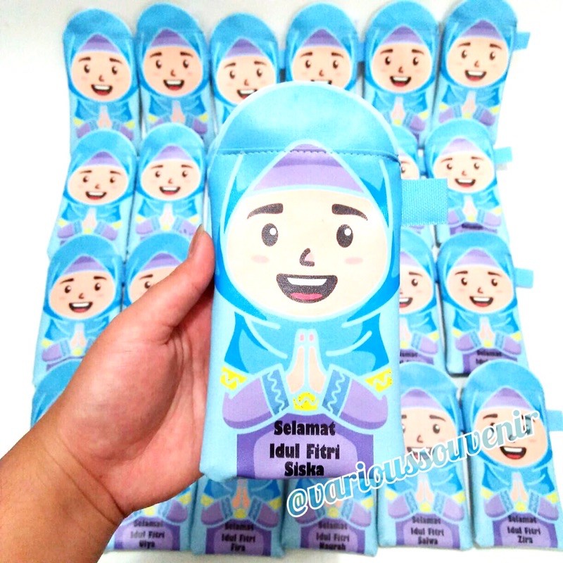 Custom Nama Dompet Amplop Idul Fitri Lebaran Fitrah Ramadan 3D Lucu Muslim Hijab Uang Tidak Dilipat (Produk Custom pembayaran tidak bisa COD)