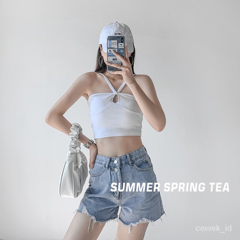 CEWEK_ID OOTD Celana pendek jeans wanita sobek ripped highwaist hot pants wanita korea kekinian shorts pants jumbo ootd