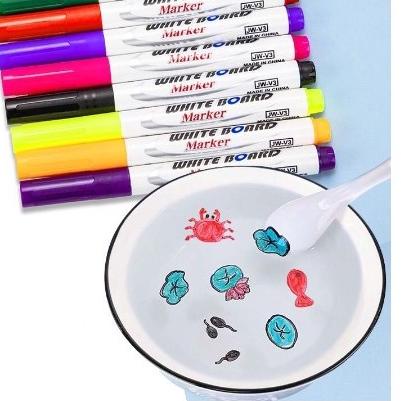 

⚡️9.9 Promo Brand⚡️ (1set isi 12spidol + sendok) Spidol Ajaib Air Warna Warni - Spidol Air Apung - Magic Marker White Board buruan