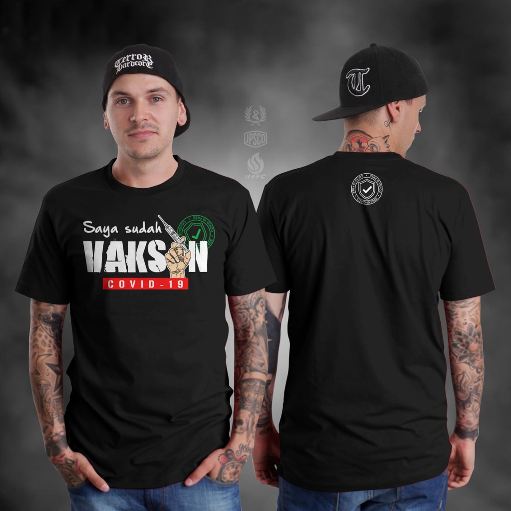 KAOS PSBB/PPKM KAOS DISTRO SAYA SUDAH DIVAKSIN KAOS VAKSINASI BAJU BUKTI SUDAH DI VAKSIN