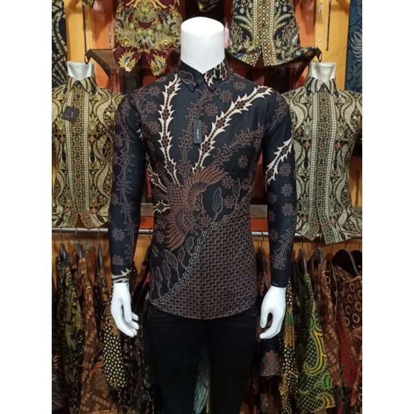 Batik Pria Lengan Panjang Baju Batik Exclusive Pria Batik Premium Baju Batik Distro Batik Slimfit Modern-Cakra peksi