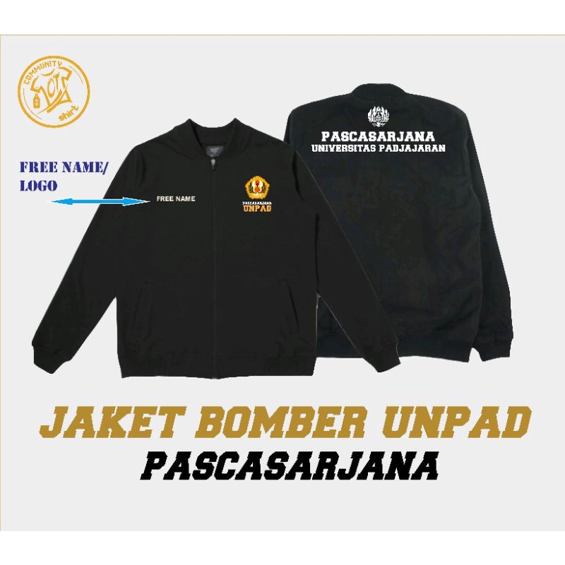 Jaket Pascasarjana Universitas Padjajaran Bandung/ Jaket Bomber UNPAD Black Navy