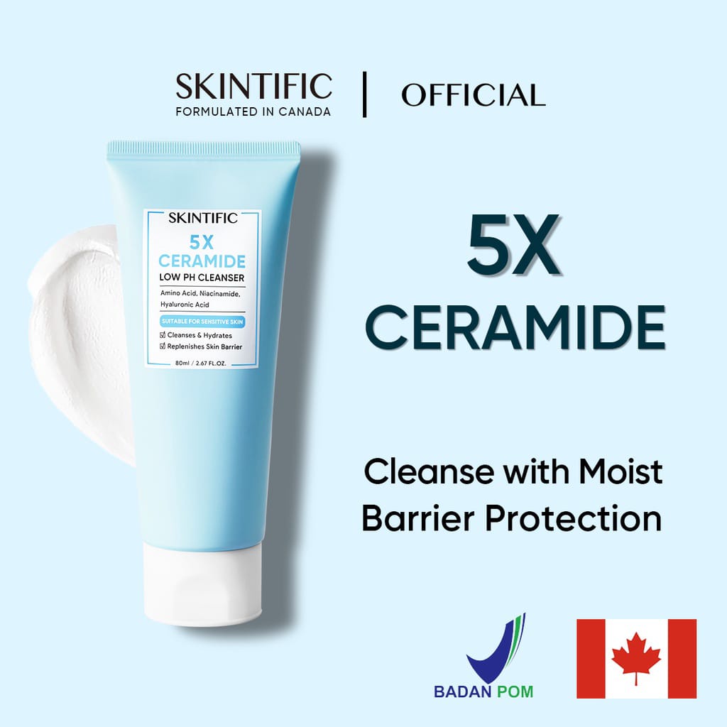 [BPOM] Skintific 5X Ceramide Low pH CLEANSER Gentle CLEANSER For Sensitive Skin 80ml | 15ml