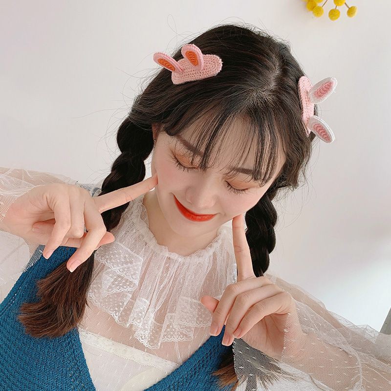 DS IR 8 Hairclip / Jepitan rambut Rajut / Klip Jepit Model Animal Ear Gaya Korea / Amigurumi