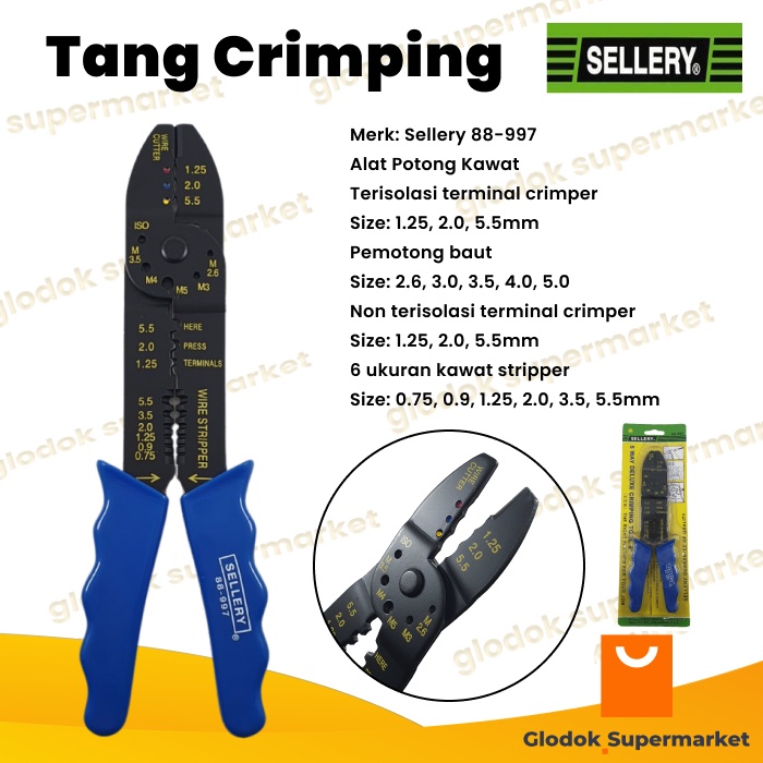 Tang Crimping Skun Sellery 88-997 Krimping Potong Kawat 5 Way Deluxe Crimping Tool 9inch