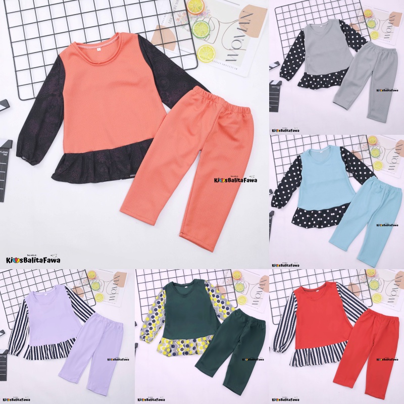 Setelan Anjani uk 2-5 Tahun / Baju Anak Perempuan Lengan Panjang Import Brended Karakter Set Tidur Balita